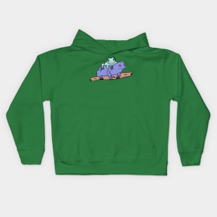 frogs green frog violet Kids Hoodie